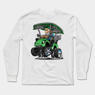 Funny Golf Cart Hotrod Golf Car Popping a Wheelie Cartoon Long Sleeve T-Shirt